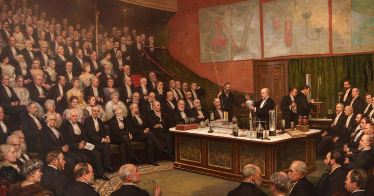 James Dewar lecturing on liquid hydrogen Royal Institution